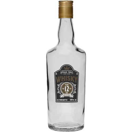 Flaska 0,5 L med skruvlock och 2-färgat tryck Whisky - 4 st. - 3