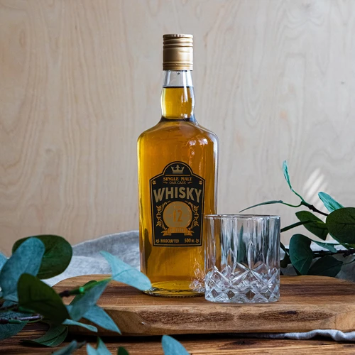 Flaska 0,5 L med skruvlock och 2-färgat tryck Whisky - 4 st. - 9