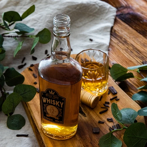 Flaska 0,5 L med skruvlock och 2-färgat tryck Whisky - 4 st. - 11