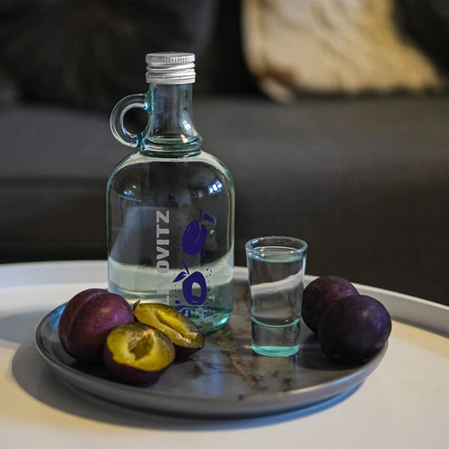 Flaska 0,5 L med skruvlock och 2-färgstryck Slivovitz - 4 st. - 8