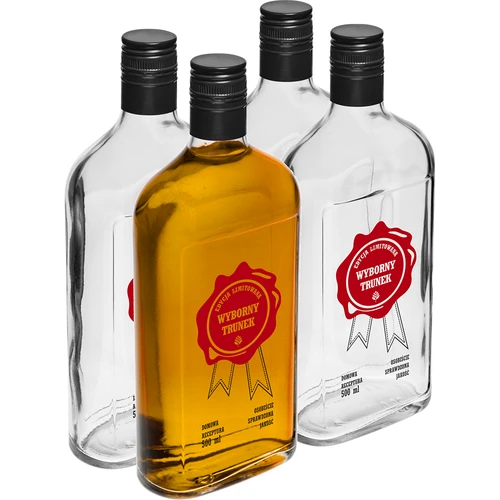 Flaska 0,5 L med skruvlock och 2-färgstryck Utmärkt Dryck - 4 st.