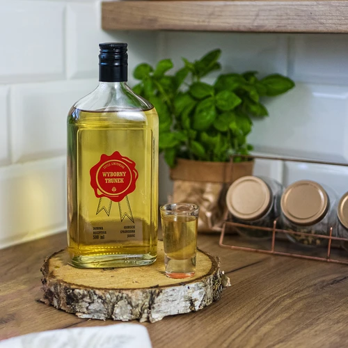 Flaska 500 ml med skruvkork, tryck ”Wyborny Trunek”, 1 st. - 7