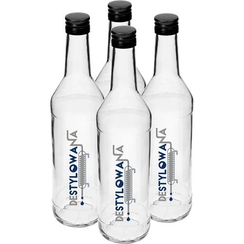 Flaska 0,5 L med skruvlock och tryck Destillerad - 4 st. - 2
