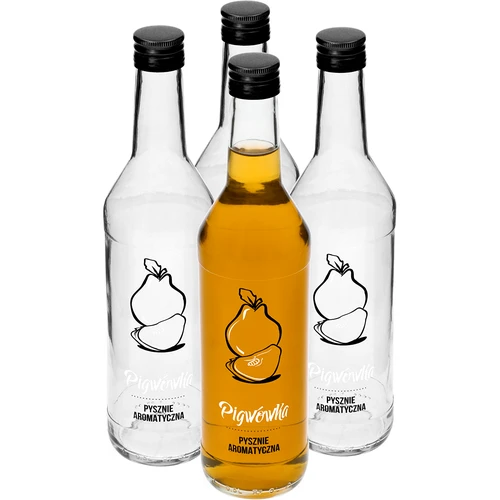 Flaska 0,5 L med skruvlock och tryck Kvittenlikör - 4 st.