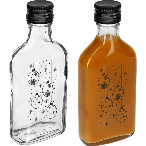 Pluntaflaska 200 ml med skruvkork, tryck "Julkulor", 1 st. - 3