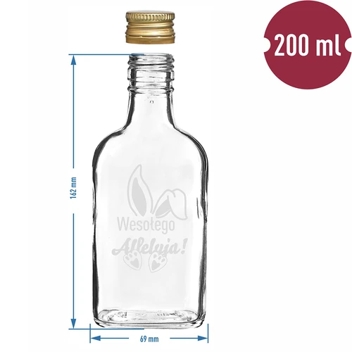 Flaska 200ml med skruvlock, tryck KANINÖRON 6st - 6