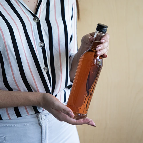 Flaska 500 ml Smal, med svart skruvkapsyl, för vodka, 6 st. - 8