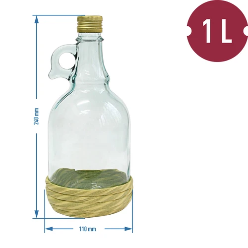 Flaska Gallone 1L med flätning, med skruvlock - 3