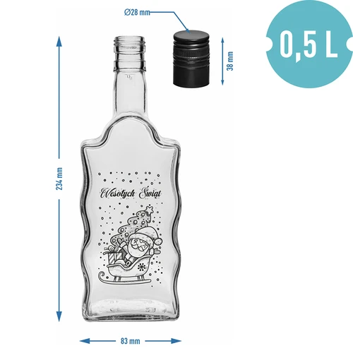 Klasztorna-flaska 500 ml med skruvkork, tryck ”Tomten”, 1 st. - 5