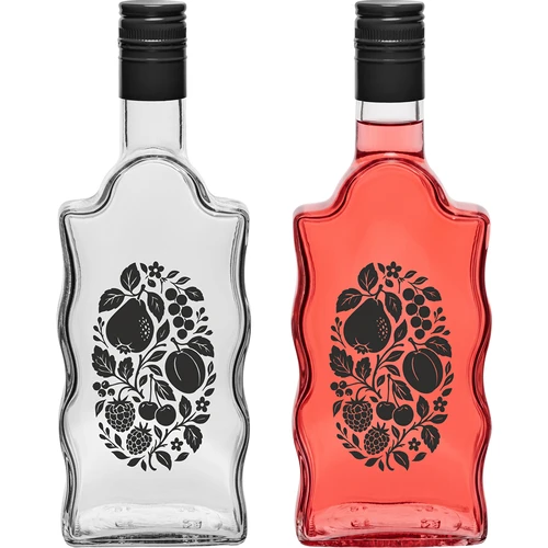 Flaska Klasztorna 500 ml med skruvkork och tryck ”Frukter”, mönster 1 - 3