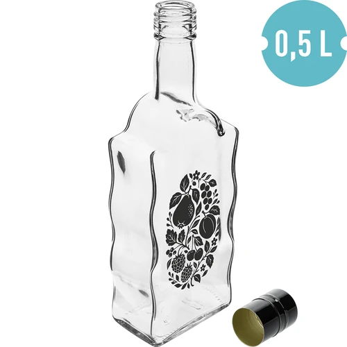 Flaska Klasztorna 500 ml med skruvkork och tryck ”Frukter”, mönster 1 - 2
