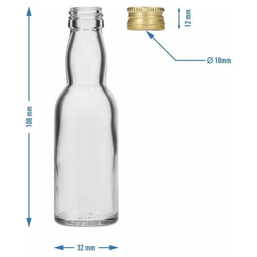 Flaska ”Maluch” med guldfärgat skruvlock, 40 ml, 10 st. - 8