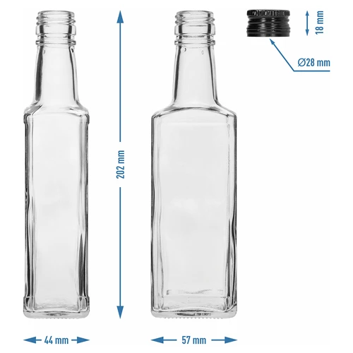 Flaska Receptura 250 ml, svart skruvkapsyl, 1 st. - 6