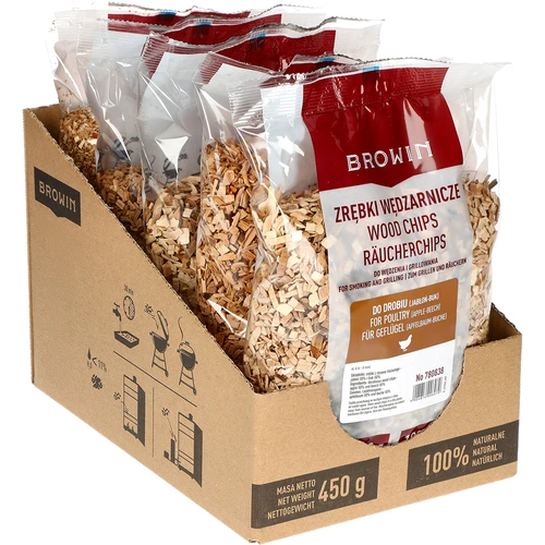 Flis för rökning/grillning, 50% äpple + 50% bok, 450 g, kl. 8 - 2