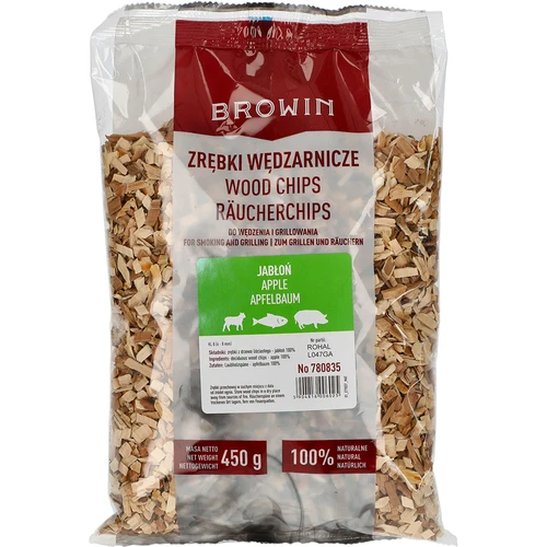 Flis för rökning/grillning, äppelträ, 450 g, kl. 8