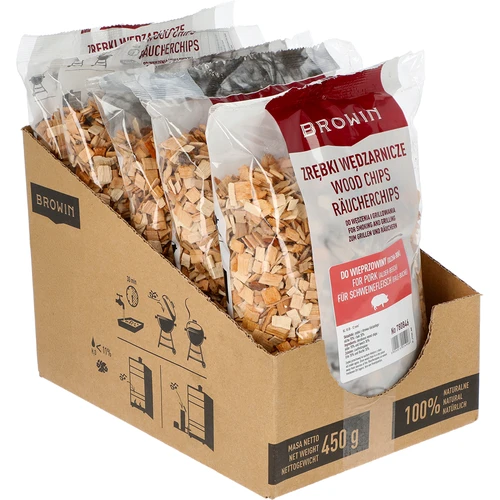 Flis för rökning/grillning av fläskkött - mix (70% al, 30% bok), 450 g, kl.10 - 2