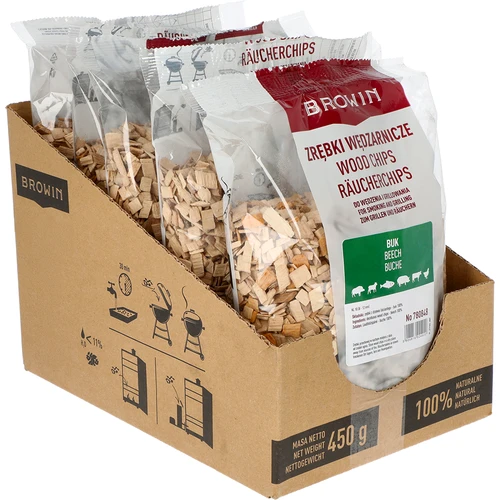 Flis för rökning/grillning, bok, 450 g, kl.10 - 2