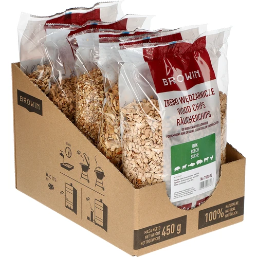 Flis för rökning/grillning, bok, 450 g, kl. 8 - 2