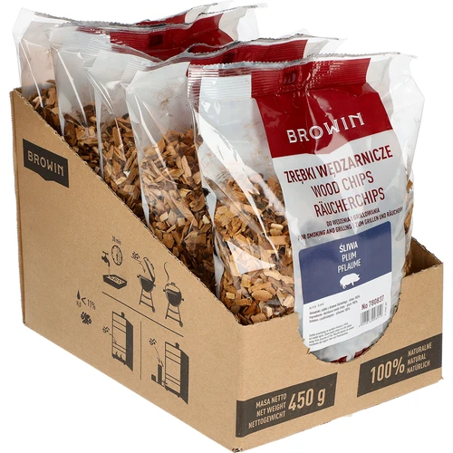 Flis för rökning/grillning, plommon, 450 g, kl. 8 - 2