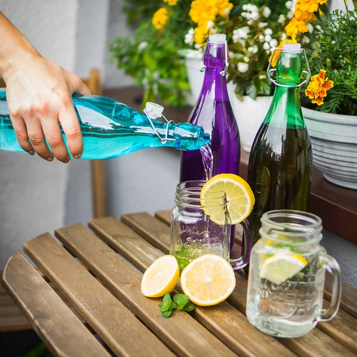 Glasflaska 1 L med hermetisk förslutning - i olika färger - 5