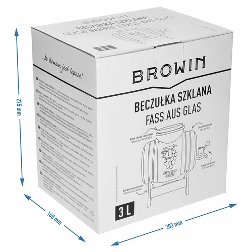 Glastunna 3 L, med bred påfyllning, kork, ställning och kran - 8