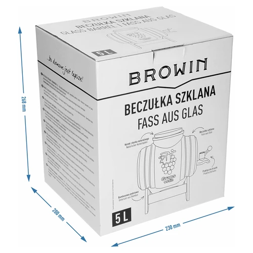 Glastunna 5 L, med bred påfyllning, kork, ställning och kran - 8