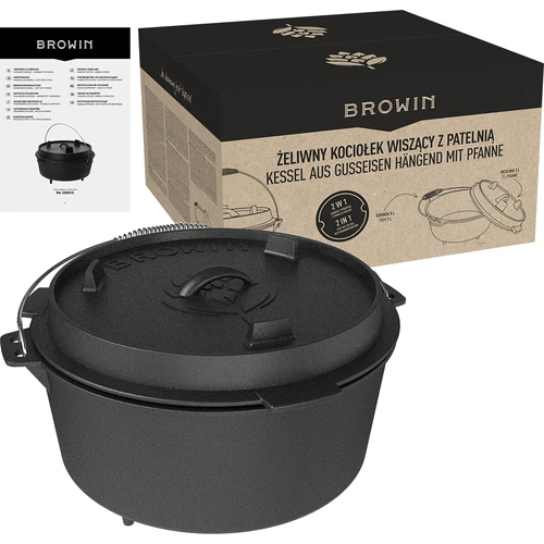 Hängande gjutjärnsgryta med stekpanna - 9