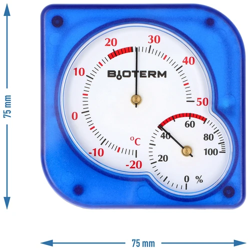 Inomhustermometer bimetall med hygrometer (-20 till +50°C), blå - 4