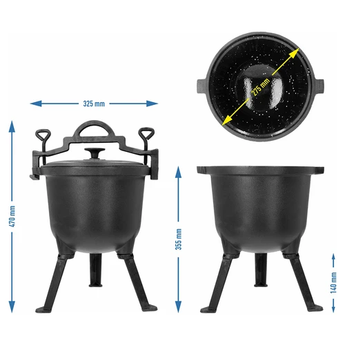 Jägarkittel i gjutjärn med emaljerad insida, 8 L - 5