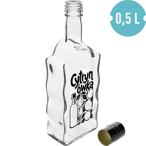 Klasztorna-flaska 500 ml med skruvkapsyl och tryck ”Cytrynówka”, motiv 1 - 2