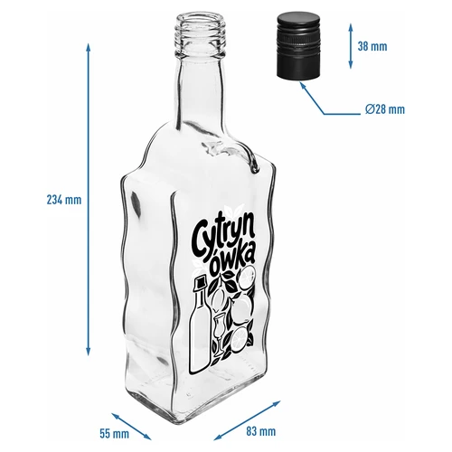 Klasztorna-flaska 500 ml med skruvkapsyl och tryck ”Cytrynówka”, motiv 1 - 5