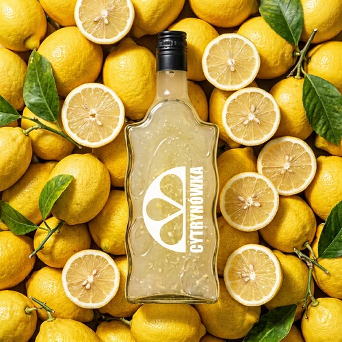 Klasztorna-flaska 500 ml med skruvkork och tryck ”Cytrynówka”, mönster 2 - 6