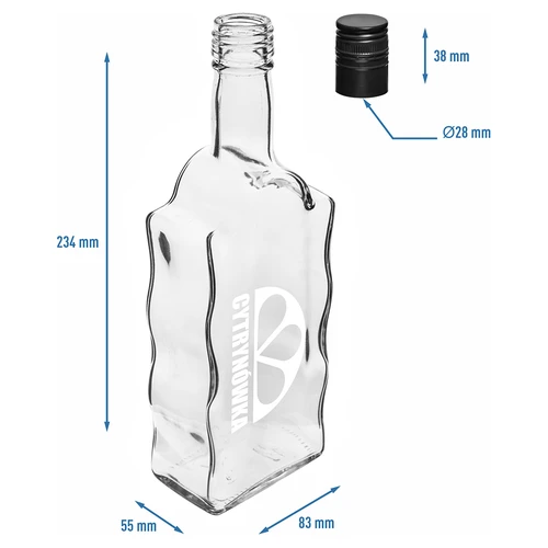 Klasztorna-flaska 500 ml med skruvkork och tryck ”Cytrynówka”, mönster 2 - 5