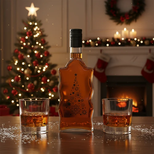 Klasztorna-flaska 500 ml med skruvkapsyl och tryck ”Julgran”, 1 st. - 6