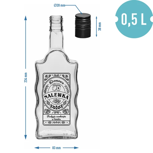 Klasztorna-flaska 500 ml med skruvkork, tryck ”Nalewka”, 1 st. - 5