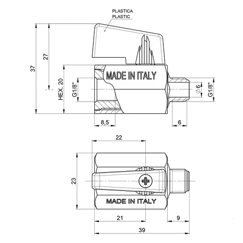 Kulventil 1/8 tum - 3