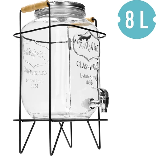 Lemonadburk 8 L - med kran, på metallställning med handtag - 2