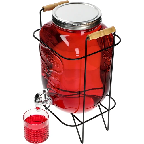 Lemonadburk 8 L - med kran, på metallställning med handtag - 5