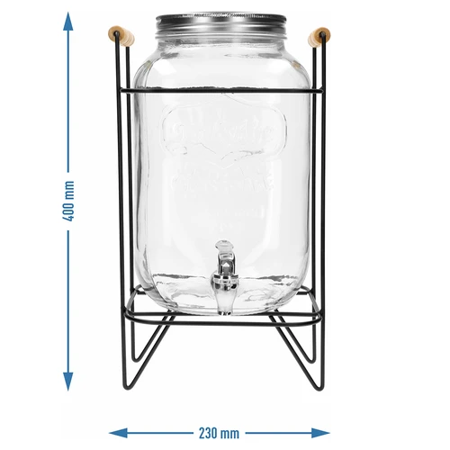 Lemonadburk 8 L - med kran, på metallställning med handtag - 6