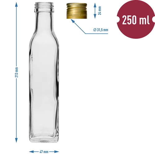Maraska-flaska 250 ml med skruvlock, 6 st. - 7