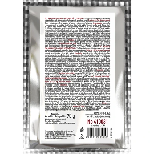 Marinad för fläsklägg - blandning av örter och kryddor, 70 g - 2