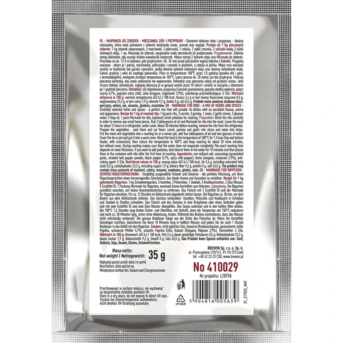 Marinad för revbensspjäll - blandning av örter och kryddor, 35 g - 2