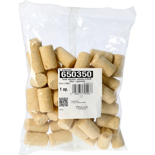 naturlig kork, cylindrisk d.22x38 50 st.-agglomerat - 2
