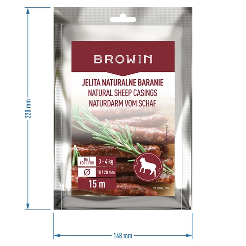 Naturliga fårtarmar - kaliber 18/20mm, 15m - 5