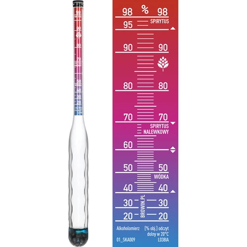 Okrossbar alkoholmätare med provrör, mätområde 20–98 % - 4