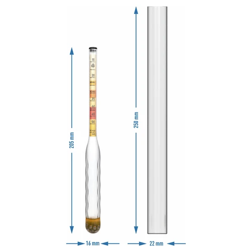 Okrossbar honungsmätare med provrör, mätområde 10-50°Blg - 4