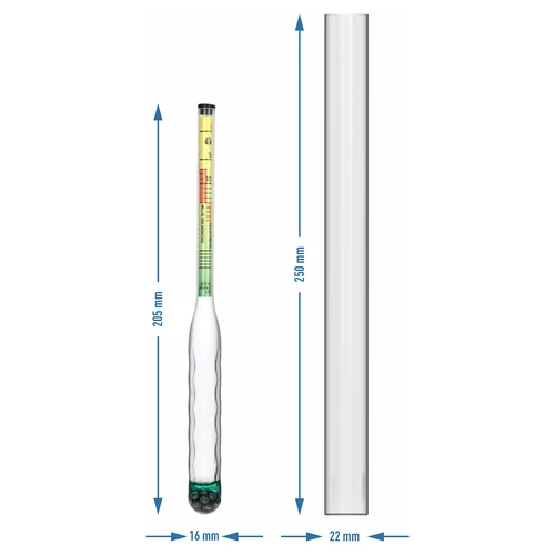 Okrossbar salthaltmätare med provrör, mätområde: 0-300 g salt/L - 4