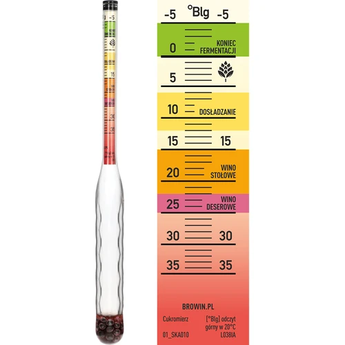 Okrossbar sockerhaltmätare med provrör, mätområde: -5-35°Blg - 4
