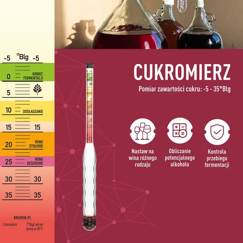 Okrossbar sockerhaltmätare med provrör, mätområde: -5-35°Blg - 6