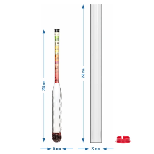 Okrossbar sockerhaltmätare med provrör, mätområde: -5-35°Blg - 5